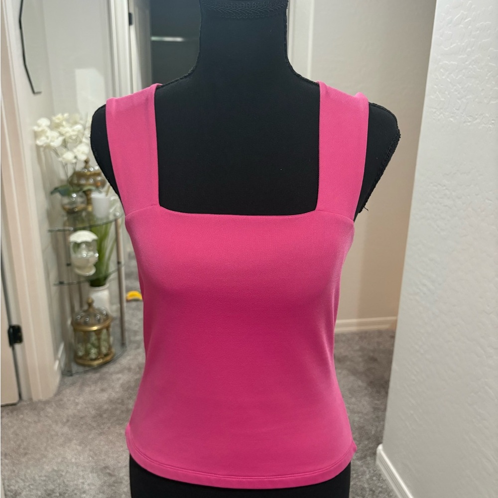 Vintage Cache pink square neck tank top Size M